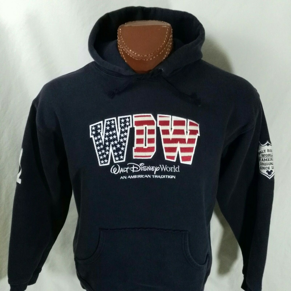 Walt Disney World WDW USA Flag Embroidered Blue L